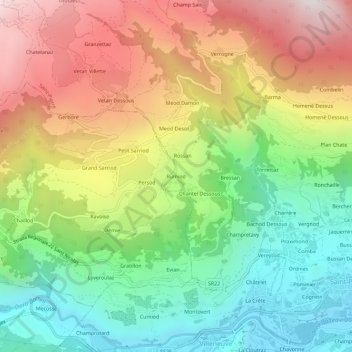 Mappa topografica Rumiod, altitudine, rilievo