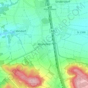 Mappa topografica Weinsfeld, altitudine, rilievo