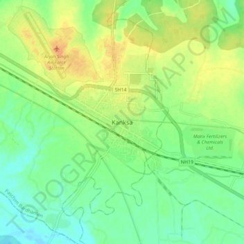 Mappa topografica Kanksa, altitudine, rilievo