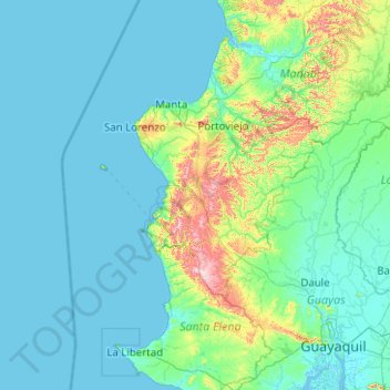 Mappa topografica Cerros de Paján, altitudine, rilievo