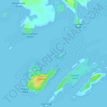 Mappa topografica Step Island, altitudine, rilievo