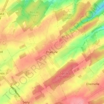 Mappa topografica Fraiture, altitudine, rilievo
