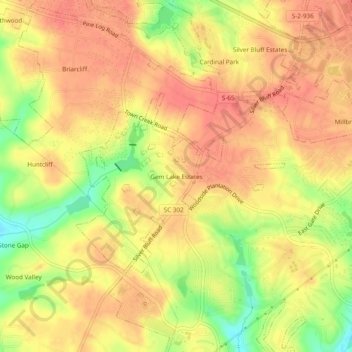 Mappa topografica Gem Lake Estates, altitudine, rilievo