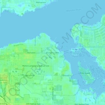 Mappa topografica Braden Castle, altitudine, rilievo