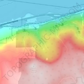 Mappa topografica Fairy Falls, altitudine, rilievo