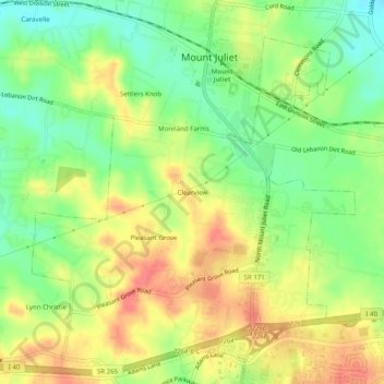 Mappa topografica Clearview, altitudine, rilievo