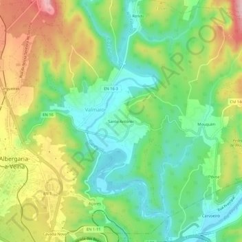 Mappa topografica Santo António, altitudine, rilievo