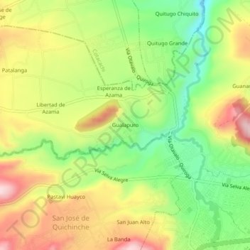 Mappa topografica Gualapuro, altitudine, rilievo