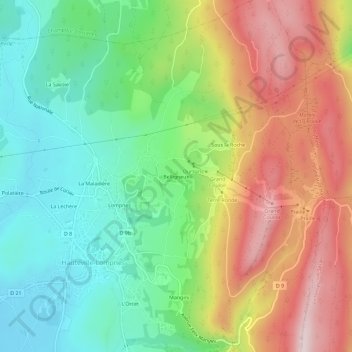 Mappa topografica Belligneux, altitudine, rilievo