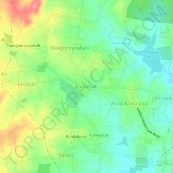 Mappa topografica Ramohalli, altitudine, rilievo