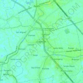 Mappa topografica Calumpit, altitudine, rilievo
