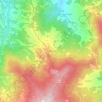 Mappa topografica Praticchia, altitudine, rilievo