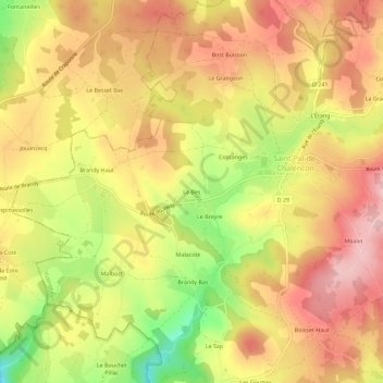 Mappa topografica Le Bes, altitudine, rilievo