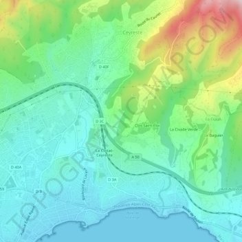 Mappa topografica Vallon de Juane, altitudine, rilievo