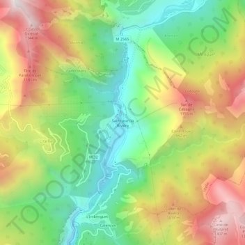 Mappa topografica Saint-Jean la Rivière, altitudine, rilievo