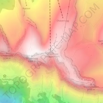 Mappa topografica Chäserrugg, altitudine, rilievo