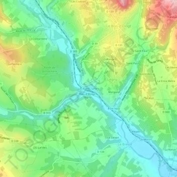 Mappa topografica Les Ponts Tarrets, altitudine, rilievo