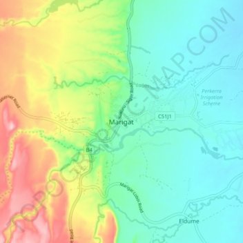 Mappa topografica Marigat, altitudine, rilievo