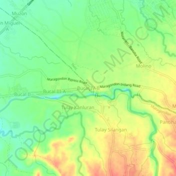 Mappa topografica Bucal IV-B, altitudine, rilievo