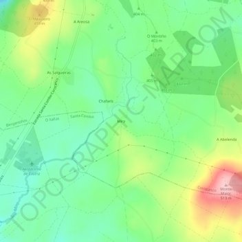 Mappa topografica Mira, altitudine, rilievo