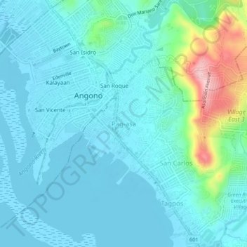 Mappa topografica Pag-asa, altitudine, rilievo