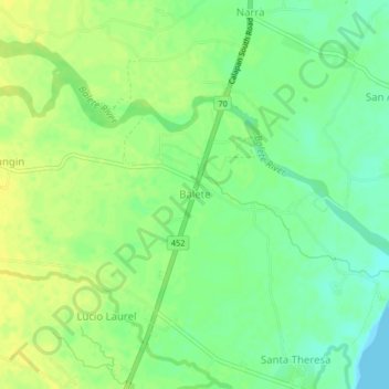 Mappa topografica Balete, altitudine, rilievo