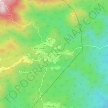 Mappa topografica Bangope, altitudine, rilievo