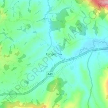 Mappa topografica Dingestow, altitudine, rilievo