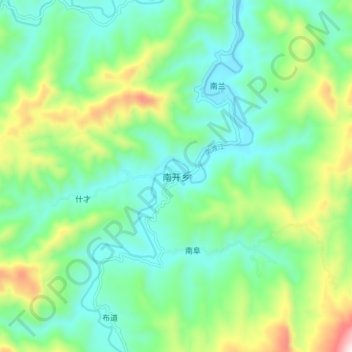 Mappa topografica 南开乡, altitudine, rilievo