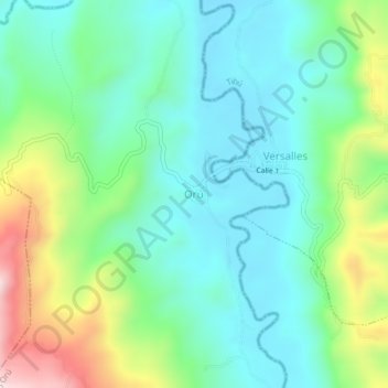 Mappa topografica Orú, altitudine, rilievo