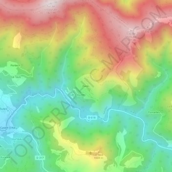 Mappa topografica Parès, altitudine, rilievo