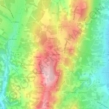 Mappa topografica Le Chevronnet, altitudine, rilievo