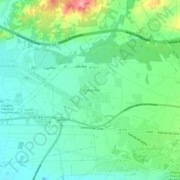 Mappa topografica Fuentesnuevas, altitudine, rilievo