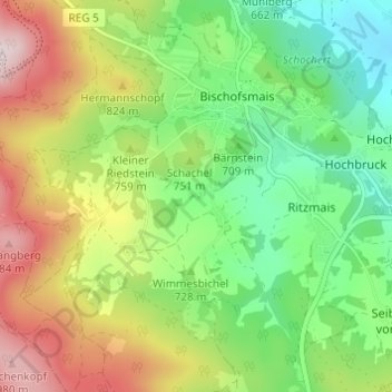 Mappa topografica Kleinbärnbach, altitudine, rilievo