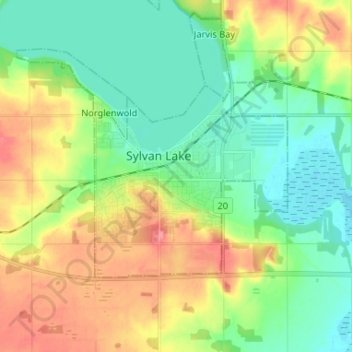 Mappa topografica Sylvan Lake, altitudine, rilievo