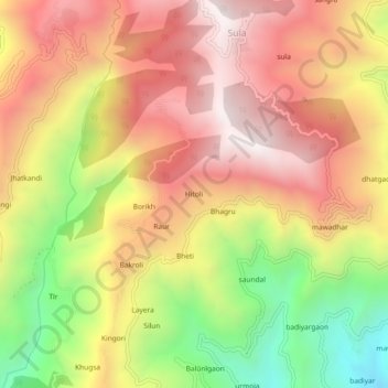 Mappa topografica Hitoli, altitudine, rilievo