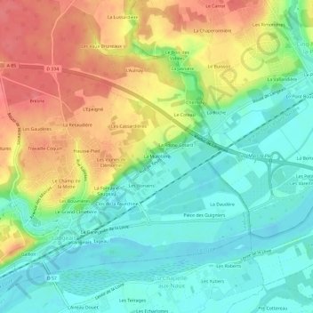 Mappa topografica La Mulotière, altitudine, rilievo