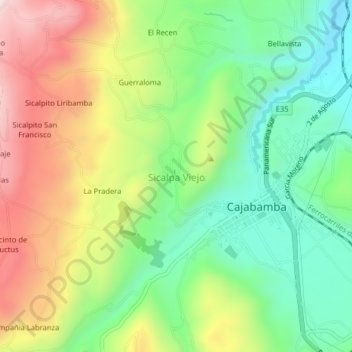 Mappa topografica Sicalpa Viejo, altitudine, rilievo