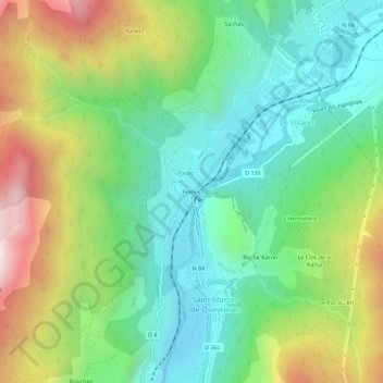 Mappa topografica Prelles, altitudine, rilievo