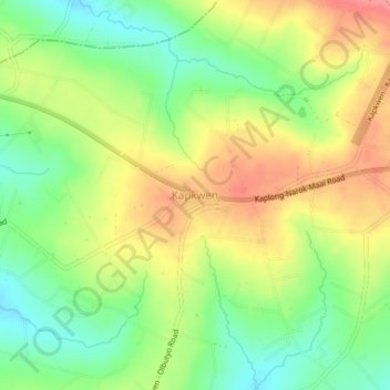 Mappa topografica Kapkwen, altitudine, rilievo