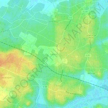 Mappa topografica Leyssac, altitudine, rilievo