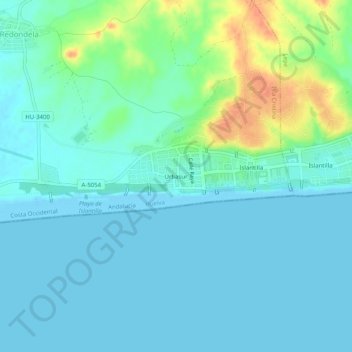 Mappa topografica Urbasur, altitudine, rilievo
