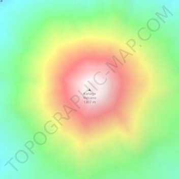 Mappa topografica Kanaga Volcano, altitudine, rilievo