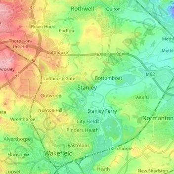 Mappa topografica Stanley, altitudine, rilievo