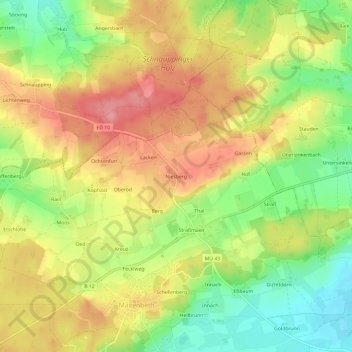 Mappa topografica Niesberg, altitudine, rilievo