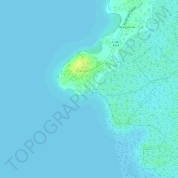 Mappa topografica Dunga Beach, altitudine, rilievo