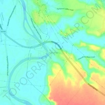 Mappa topografica Galandhar, altitudine, rilievo