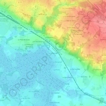 Mappa topografica Le Chesnay, altitudine, rilievo