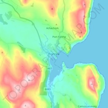 Mappa topografica Portree - Port Rìgh, altitudine, rilievo