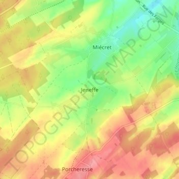Mappa topografica Jeneffe, altitudine, rilievo